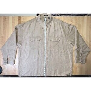 Van Heusen Soft Suede Mens Size 2XL Beige Tan Long Sleeve Button Up Shirt
